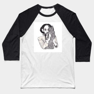 Girl With Cat Baseball T-Shirt